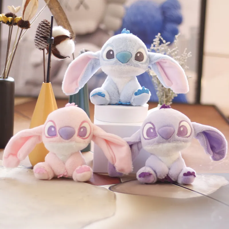 Miniso bonito ponto de pelúcia chaveiro brinquedo kawaii adorável lilo & ponto boneca anjo plushies bonito saco de pelúcia pingente meninas presente