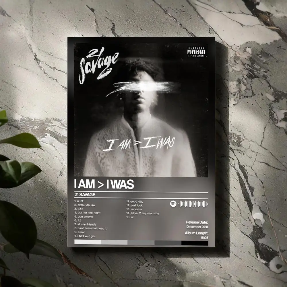 

21 Savages Poster Prints Canvas Painting Wall Art Picture Living Room Home Decor Tracklist Music Album Cover