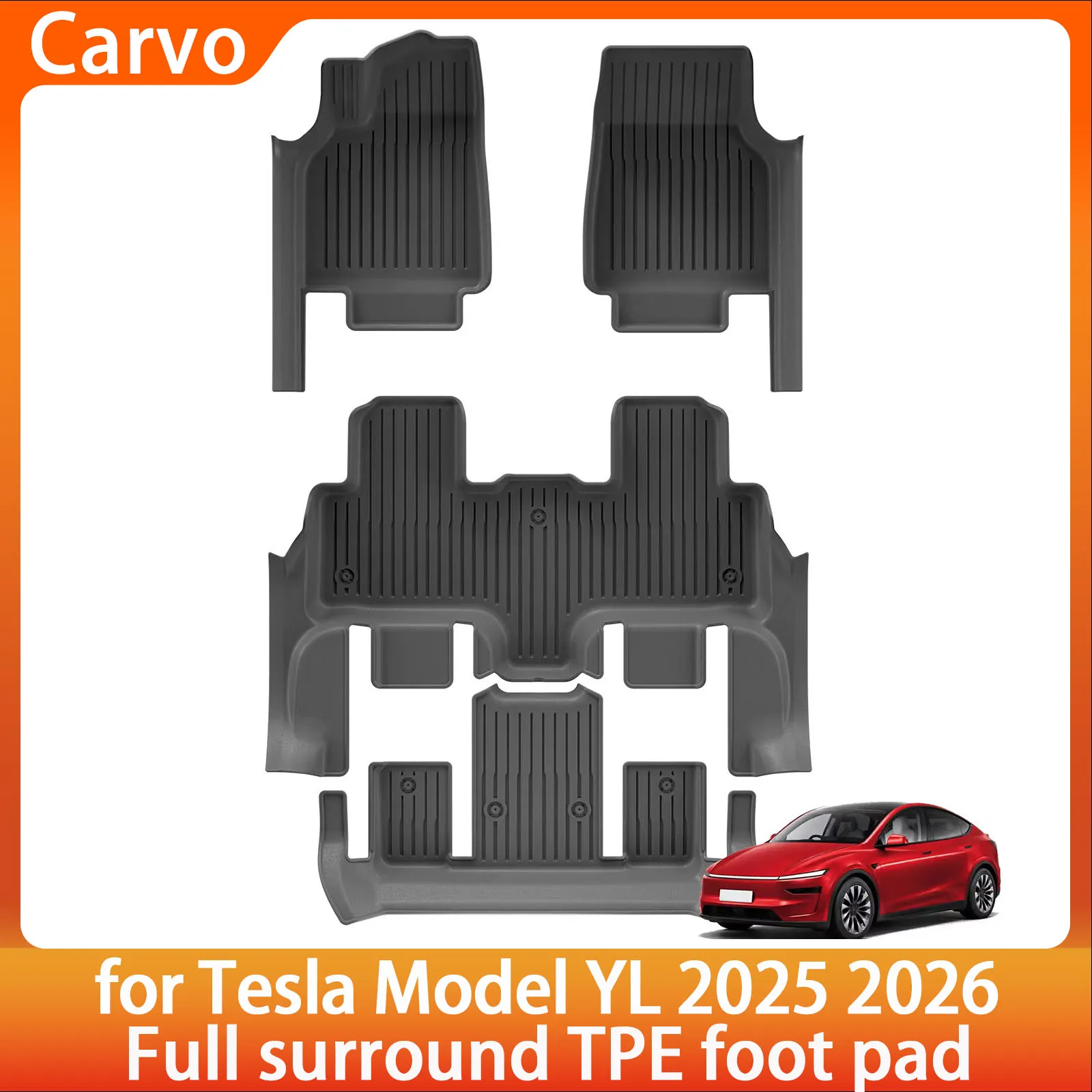 for Tesla Model Y L 6 Seats 2025-2026 Car Floor Mats All-inclusive Threshold Style Foot Pads Protective Pad Interior Accessories