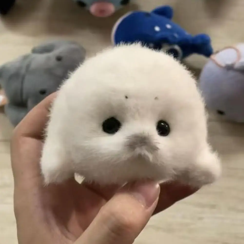 

Cute Little Seal Plush Keychain Soft Fluffy Stuffed Animal Pendant Stress Relief Fidget Toy Portable Kawaii Gift for Kid & Adult