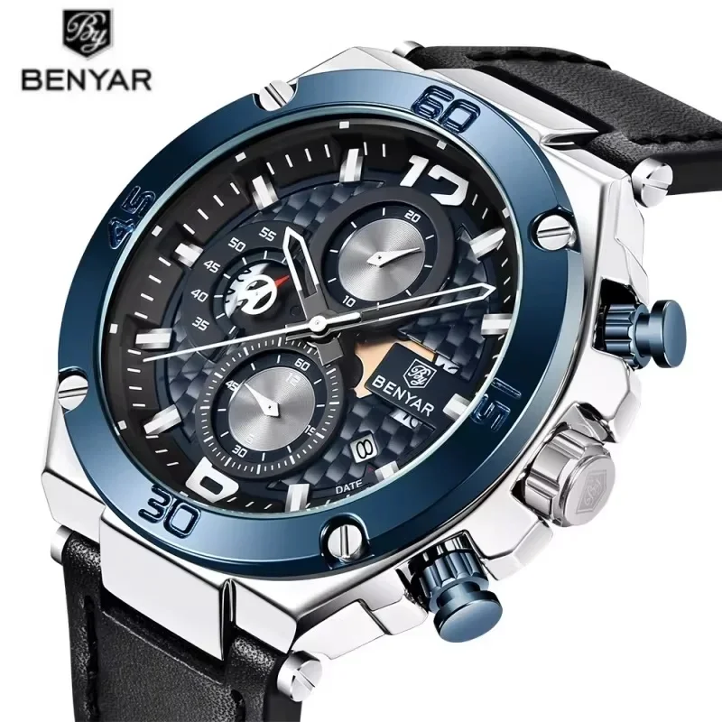 benyar-5151-men's-quartz-watch-multifunction-sport-chronograph-30m-waterproof-wristwatch-relogio-masculino