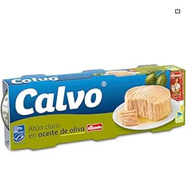 CALVO Atún claro en aceite de oliva vuelca fácil pack 3 lata 52 g neto escurrido-PACK de 5pack