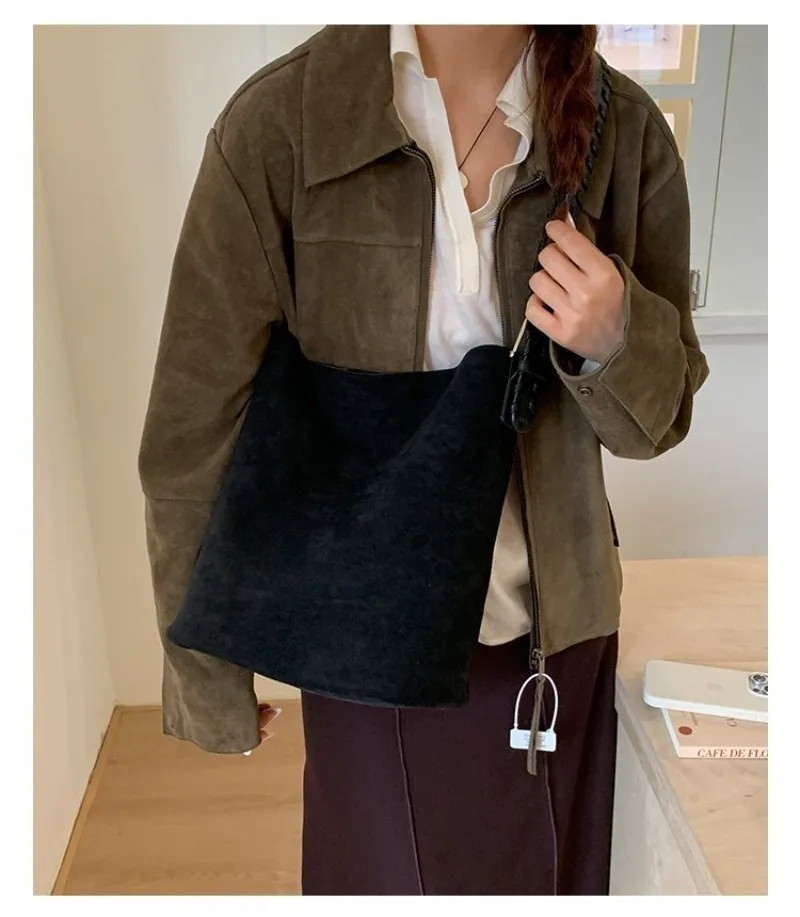 Mehrfarbige Wildleder-Schultertasche mit Verstellbarem Riemen, Lässiger Stil für Tägliches Einkaufen, Verabredungen, Pendeln und Kurzreisen – Detail 21