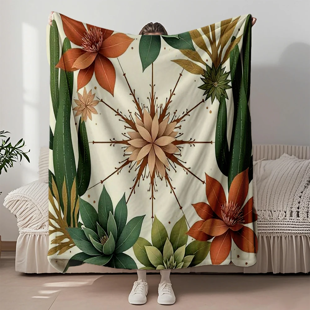 

Rustic Transitional Seasons Flannel Bed Blanket Boho Inspired Succulents And Comforter Bed Scarf Breathable Blankets
