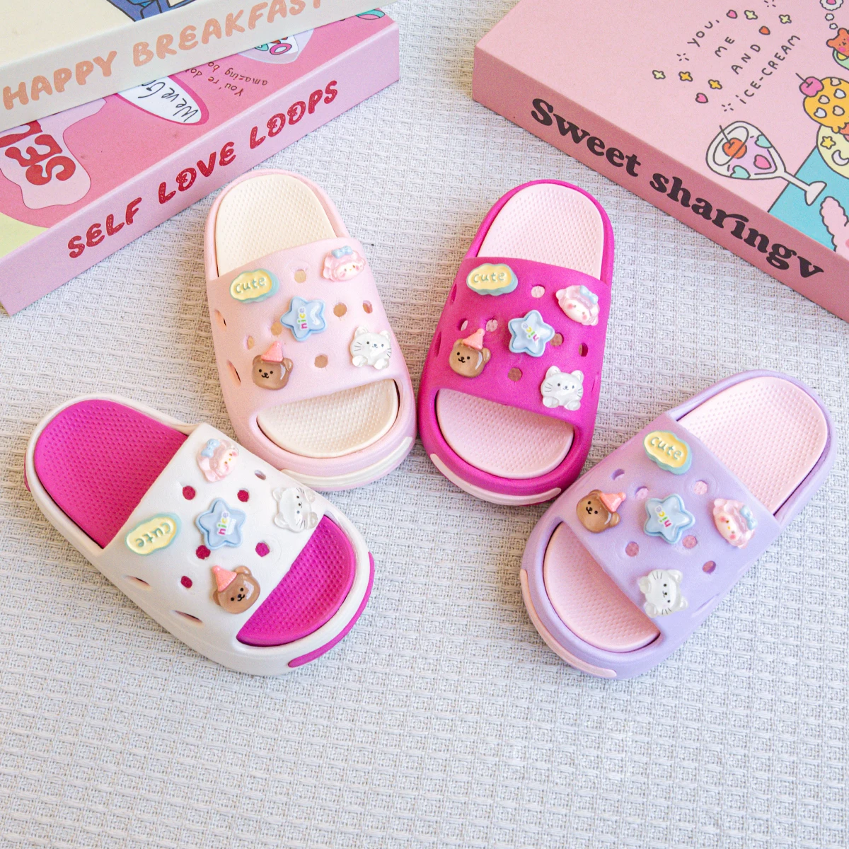 New Popular Cartoon Rainbow Girl Versatile Girls' Eva Slippers Fashionable Dual-Color Soft-Soled Non-Slip Sandals 831