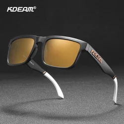 KDEAM New Arrivals Colorful Square Sunglasses For Men Three Dimensional Brand Logo Polarized + UV400 Protection Lens With Box