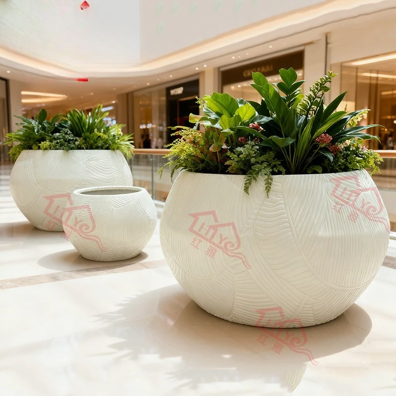 

Сферический цветок из FRP, комбинация рисунков с белой текстурой, декоративная посуда от пола до потолка в вестибюле Meichen