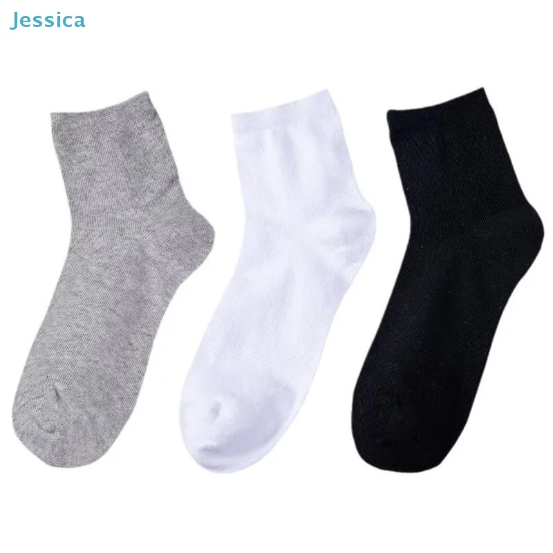 ♥Black/white/gray Solid-color Mid-calf Spring And Autumn Business Casual Breathable Versatile Simple Sports Socks