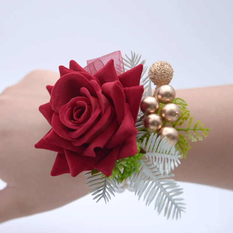 Kunstmatig Roze Roze Bloemen Pols Corsage Bruidsmeisje Huwelijk Bruiloft Accessoires Pols Bloem Voor Bruiloft