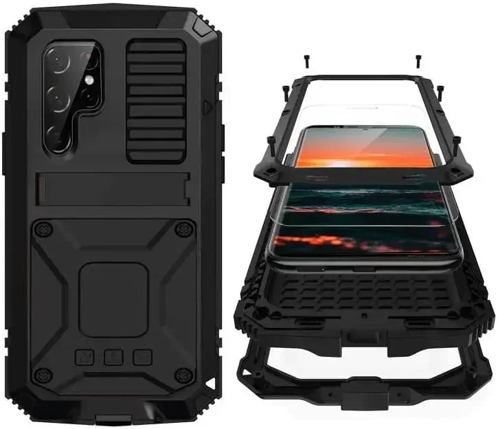 Robuuste aluminium metalen beschermhoes voor Samsung S24 Ultra S23 S22 S26 Ultra Note 20 S25 Plus Stootbestendige hoes Schermbeschermer