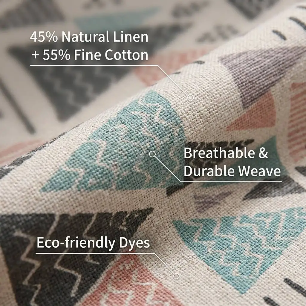 2026 Minimalist Style Tassel Area Rug Machine Washable Non-Slip Low Pile Cotton Linen Printing Reversible Sustainable for Bedroo