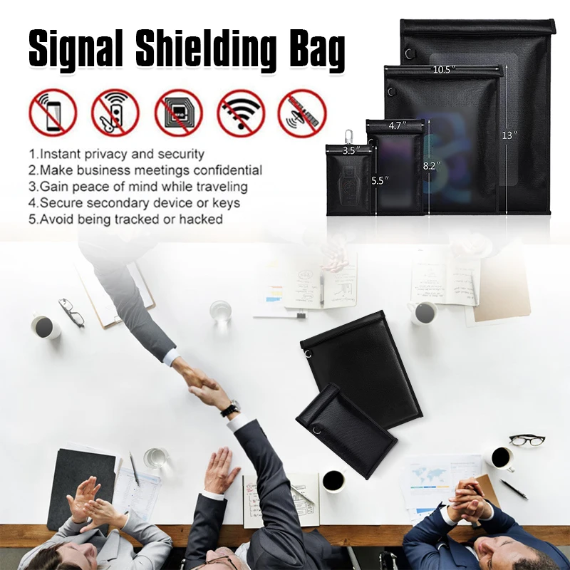 RFID Signal Blocking Bag Shielding Pouch For Cell Phone Black Waterproof Mobile Phone Car Key Blocker Case Privacy Protection