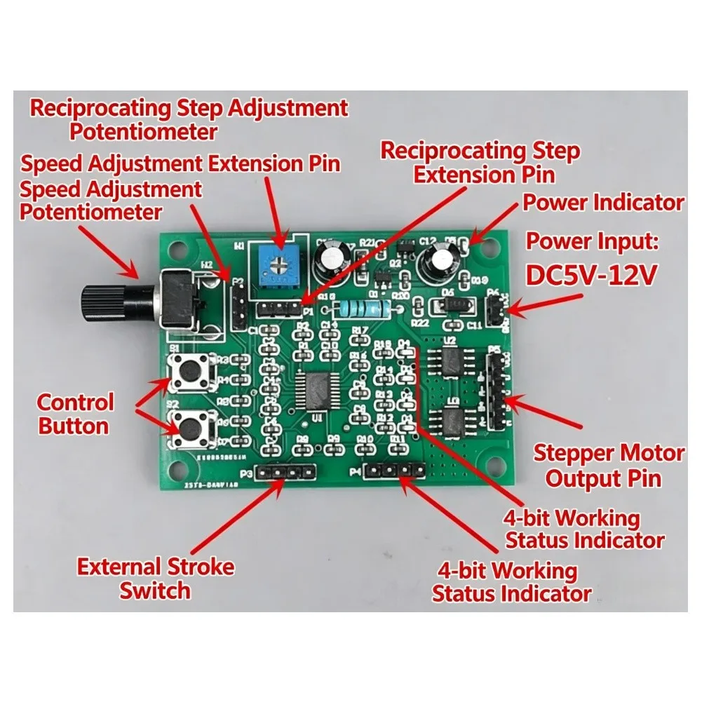 Compact 8mm Stepper Pump with Integrated Driver Board Compatible with 3.7V to 5V Power Supply 2-Phase 4-Wire Design