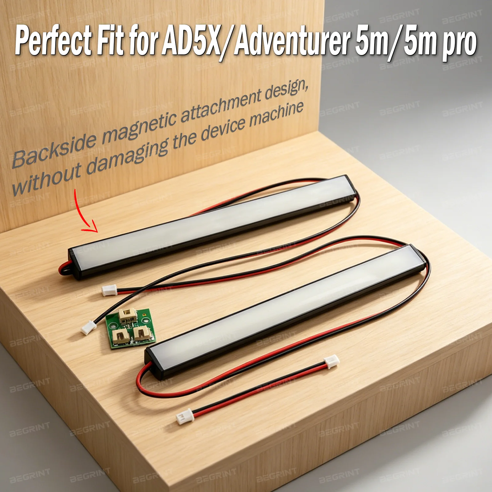 For Flashforge AD5X / Adventurer 5M / 5M Pro 24V LED Light Strip Upgrade Kit with Transfer Board, Magnetic Mount Lamp Accessory