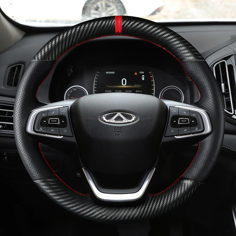 

For Chery Arrizo GX5 Tiggo 5 7 8e Manual Hand Sewn Needle Thread Car Steering Wheel Cover Interior Accessories Genuine Leather