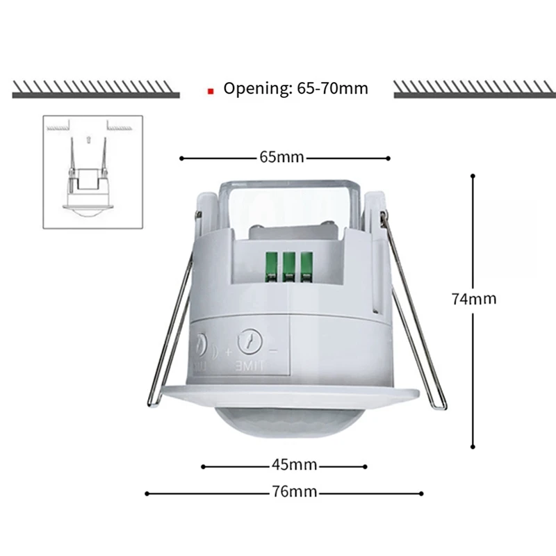 Promotion! 6X Ceiling Recessed PIR Motion Sensor Infrared Adjustable Detector For Corridor Warehouse Stairs Porch Lamp Switch