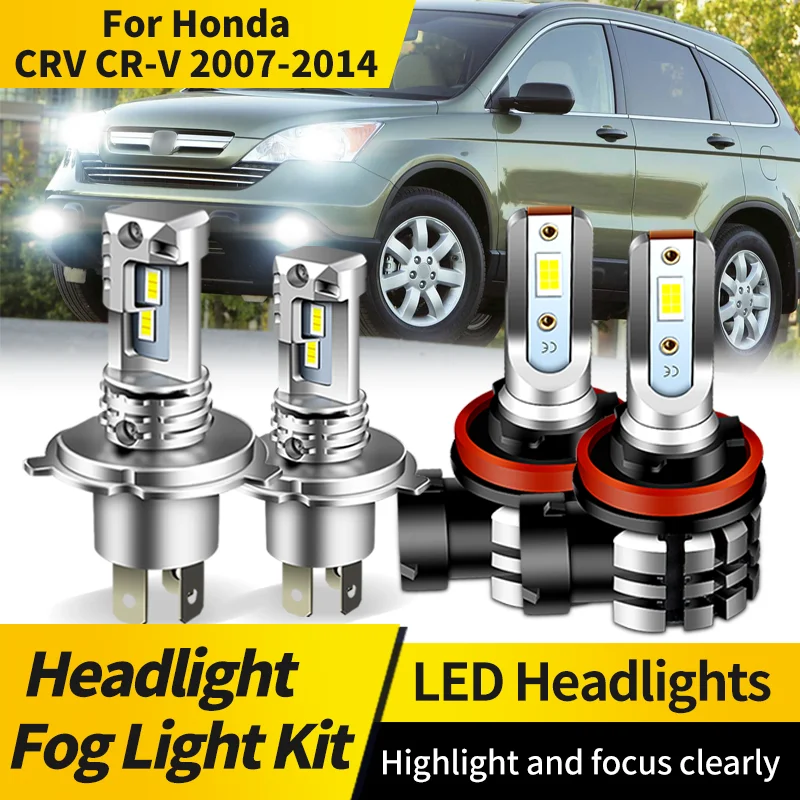 

2PCS For Honda CRV CR-V 2007 2008-2014 LED Headlight Bulbs H4 HB2 High Low Beam Lamp H11 Fog Light 6000K CSP for Car Headlamp