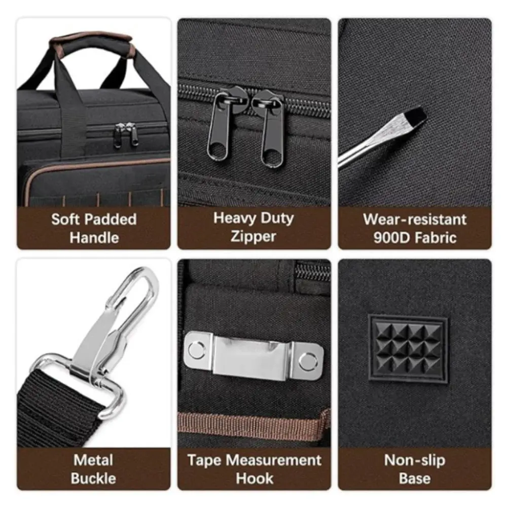 20-pockets-black-fabric-tool-organizers-bag-large-capacity-waterproof-tool-kit-dustproof-wear-resistant-tool-bag-plumber
