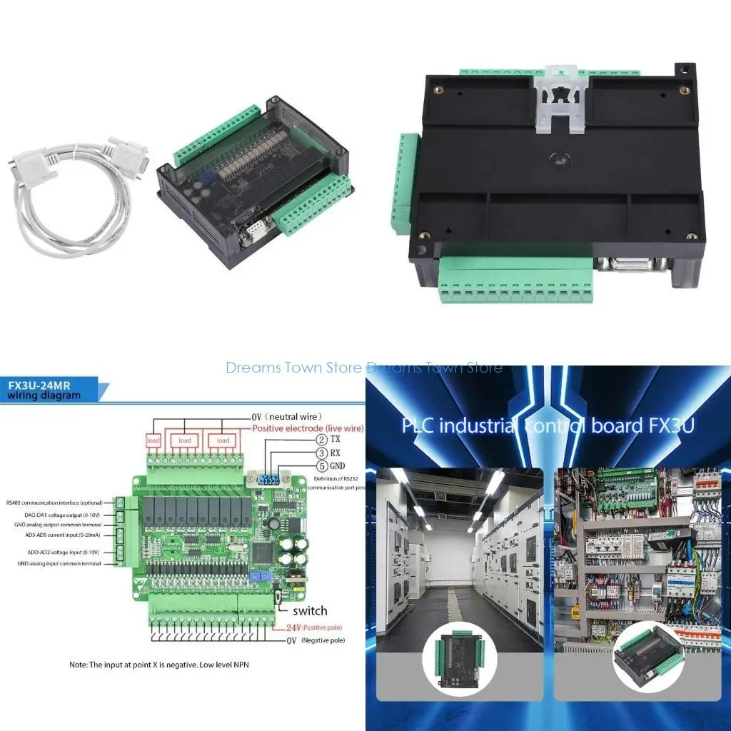 HX6A Industrial PLC Control Board FX3U 24MR Supports Multiple Programming Language Option