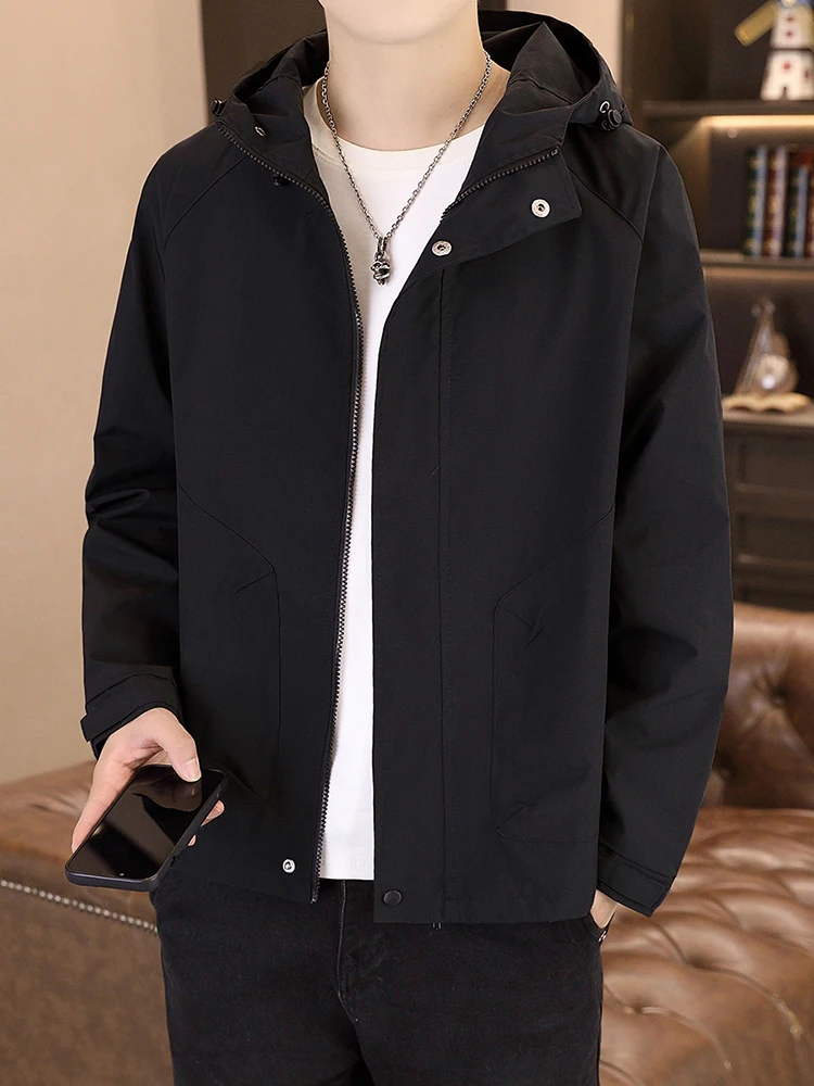 

Men's Hooded Jaet Casual Outdoor Spring Autumn Versatile Workwear Jaet Trendy Simple Windproof Long Sve Zipper Decoration