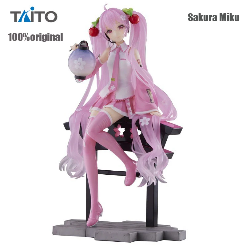 

Original TAITO VOCALOID Hatsune Miku Figure Sakura Miku Lantern 18Cm Anime Figurine Collection Model Toys for Girl Gift