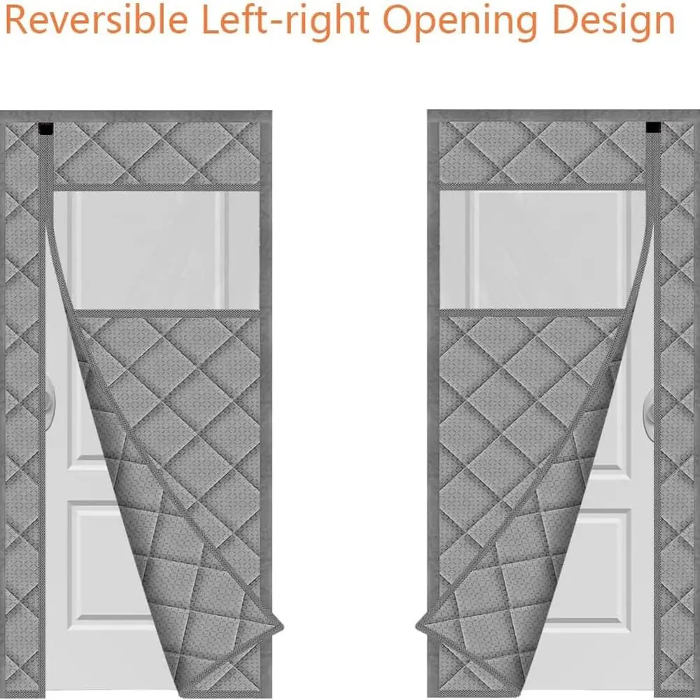 ستارة باب معزولة مغناطيسية، 65 × 82، مفتوحة من الجانب، رمادي، تحافظ على الدفء/البارد