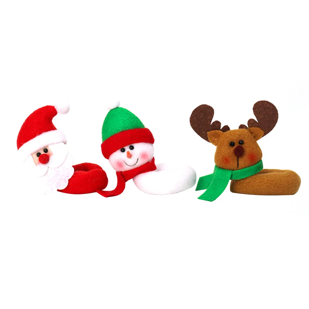 

6pcs Christmas Bottle Cover Glass Identifier Red Marker Charms Drink Tags Reusable Party Accessories Santa Elk Snowman