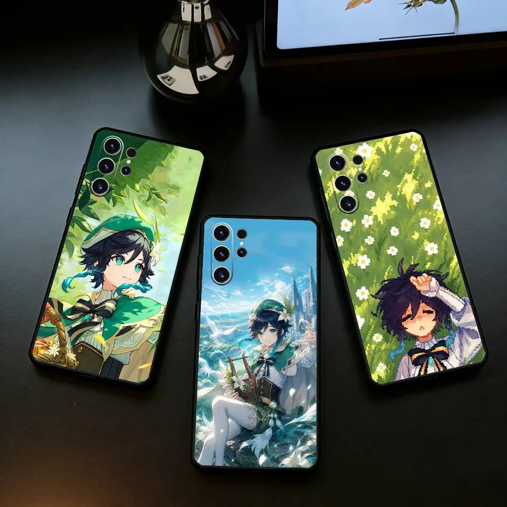 Venti G-Genshin Game I-Impact Phone Case For Samsung S25,24,21,22,23,30,Ultra,20,Plus,Fe,Lite,Note Soft Black Cover