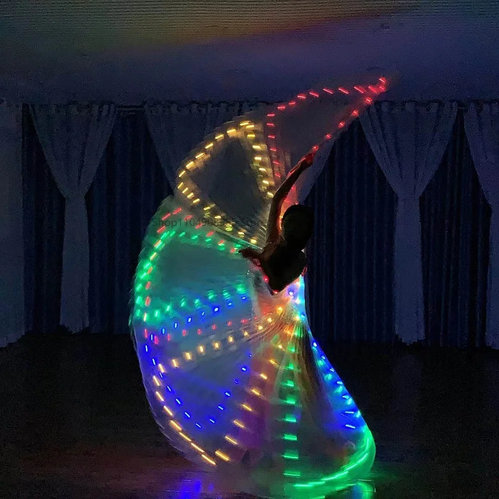 LED 날개 벨리댄스 이시스 날개 LED 이시스 날개 벨리댄싱 성인 나비 날개 스틱 포함 파티 웨딩 할로윈