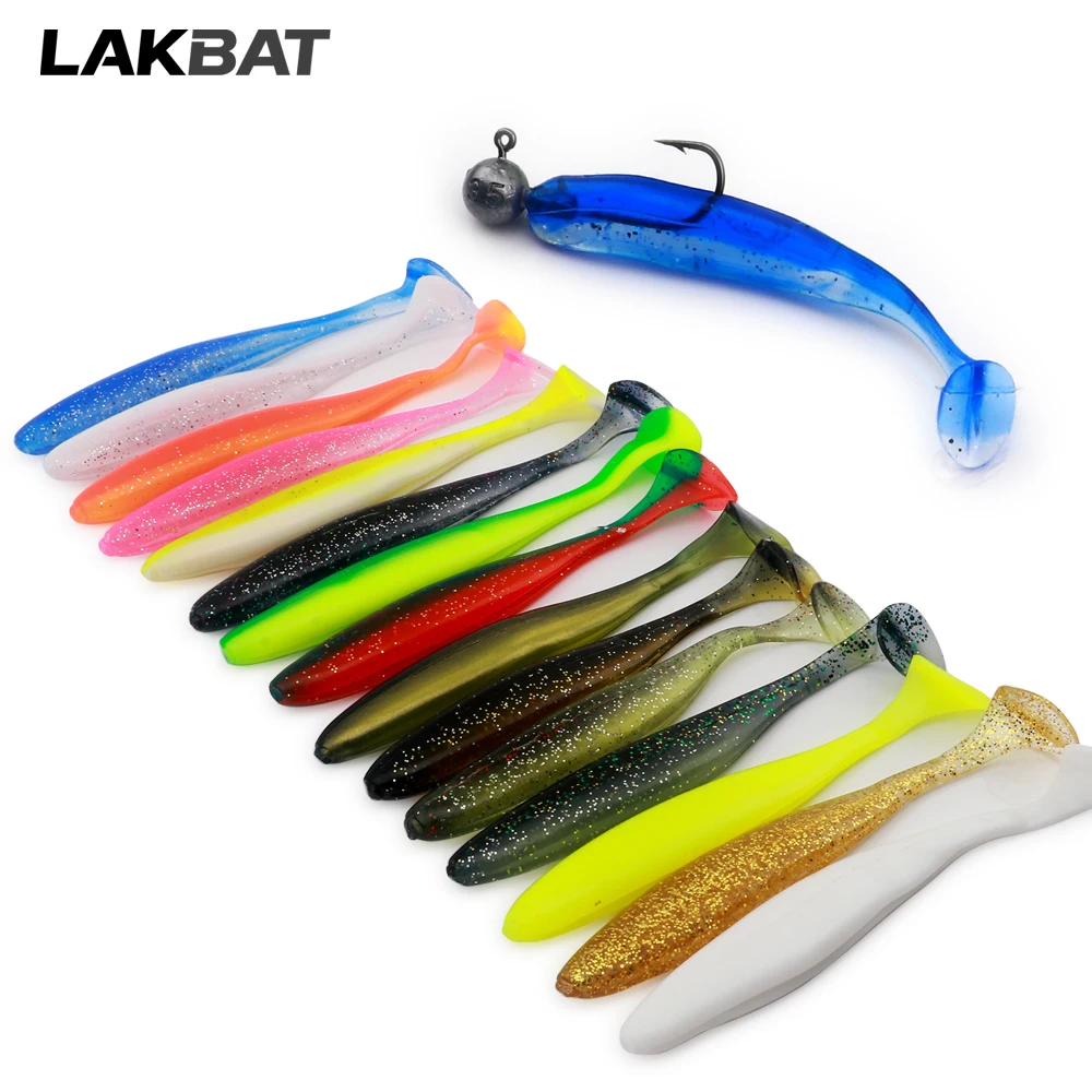 10Pcs Soft Lure 3Pcs Jig Head Hooks Combo 6/7/9/12cm Silicone Worm Bait Multi Weight Lead Hooks For Bass Saltwater Fishing