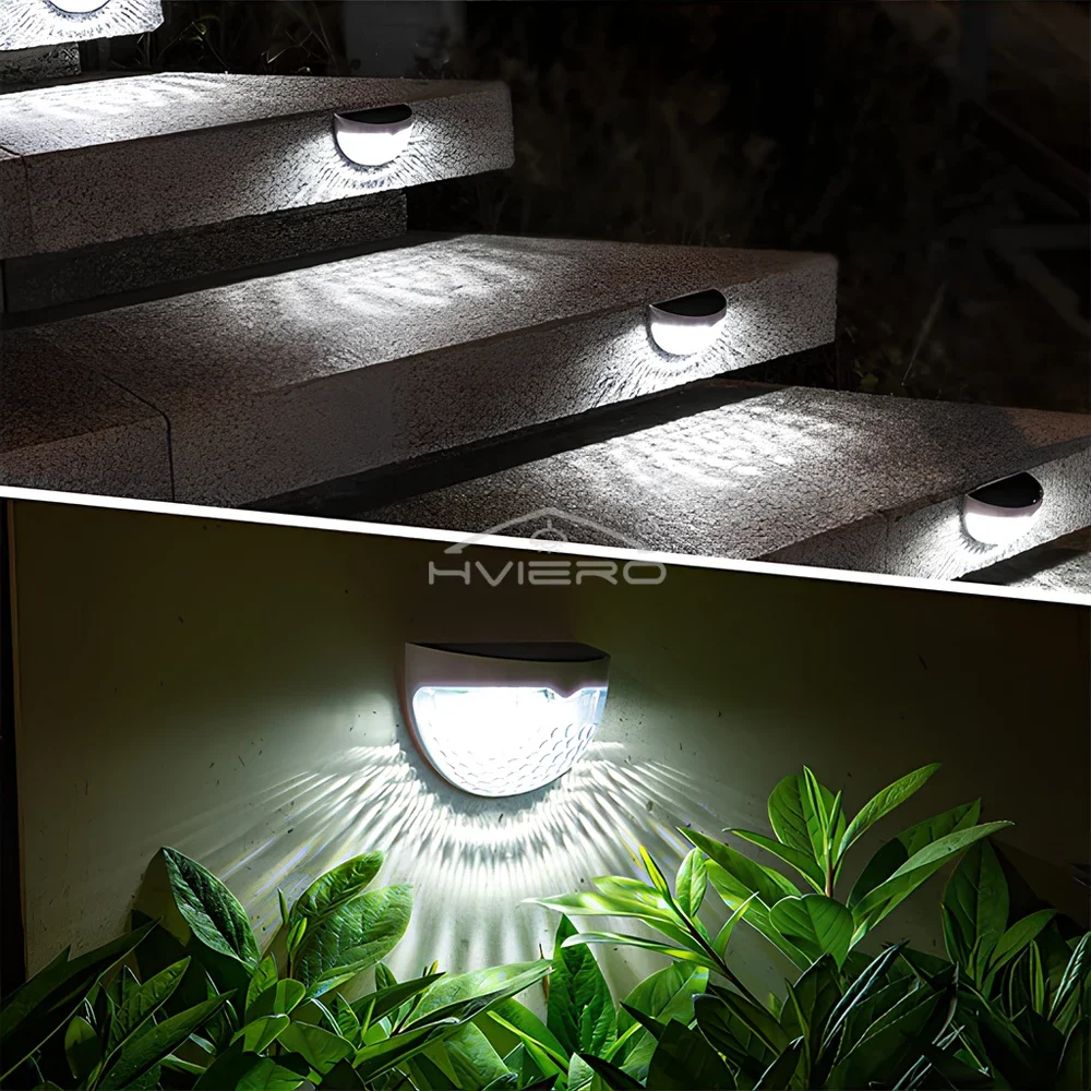 Outdoor Solar Hedge Light 6LED Half Round Ladder IP65 Waterproof Courtyard Garden Wall Lamp Induction Decoration Night Lighting