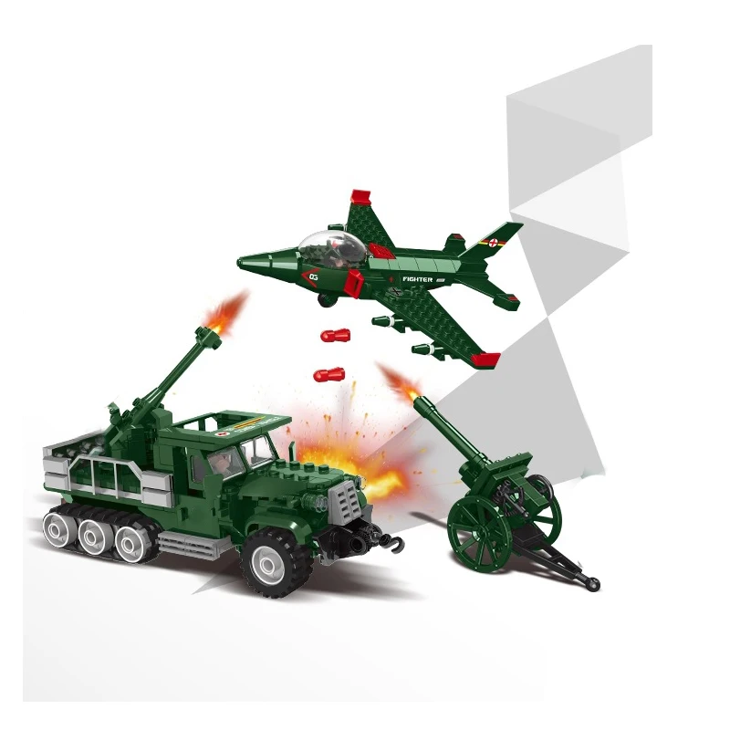 

WW2 Military Model Artillery Fighter Armored Vehicle DIY Accessories Building Blocks Bricks Toys Gifts