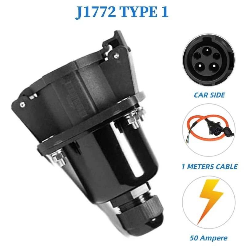 J1772 тип 1 адаптер переменного тока вход/розетка/разъем 50 А с 1 метром UL/TUV кабель однофазный Уровень 2 для зарядки электромобиля/электромобиля
