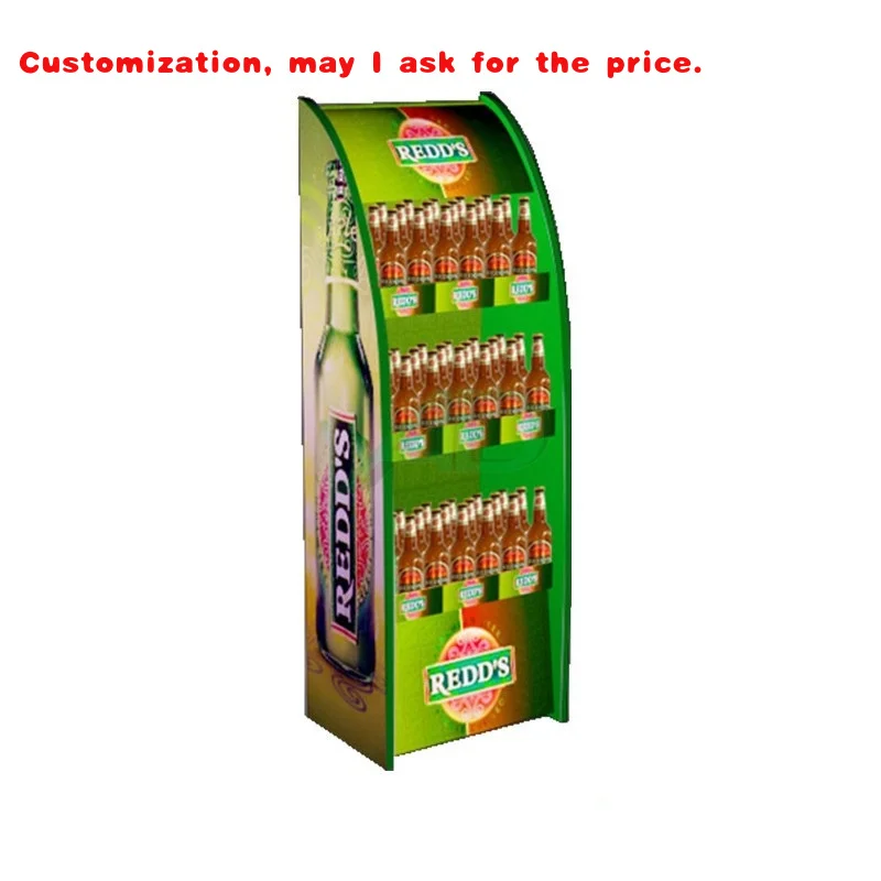 

custom.Wine Bottle Box Beverage Drinking Cardboard Floor Display Stand , Corrugated Paper Standing up Display