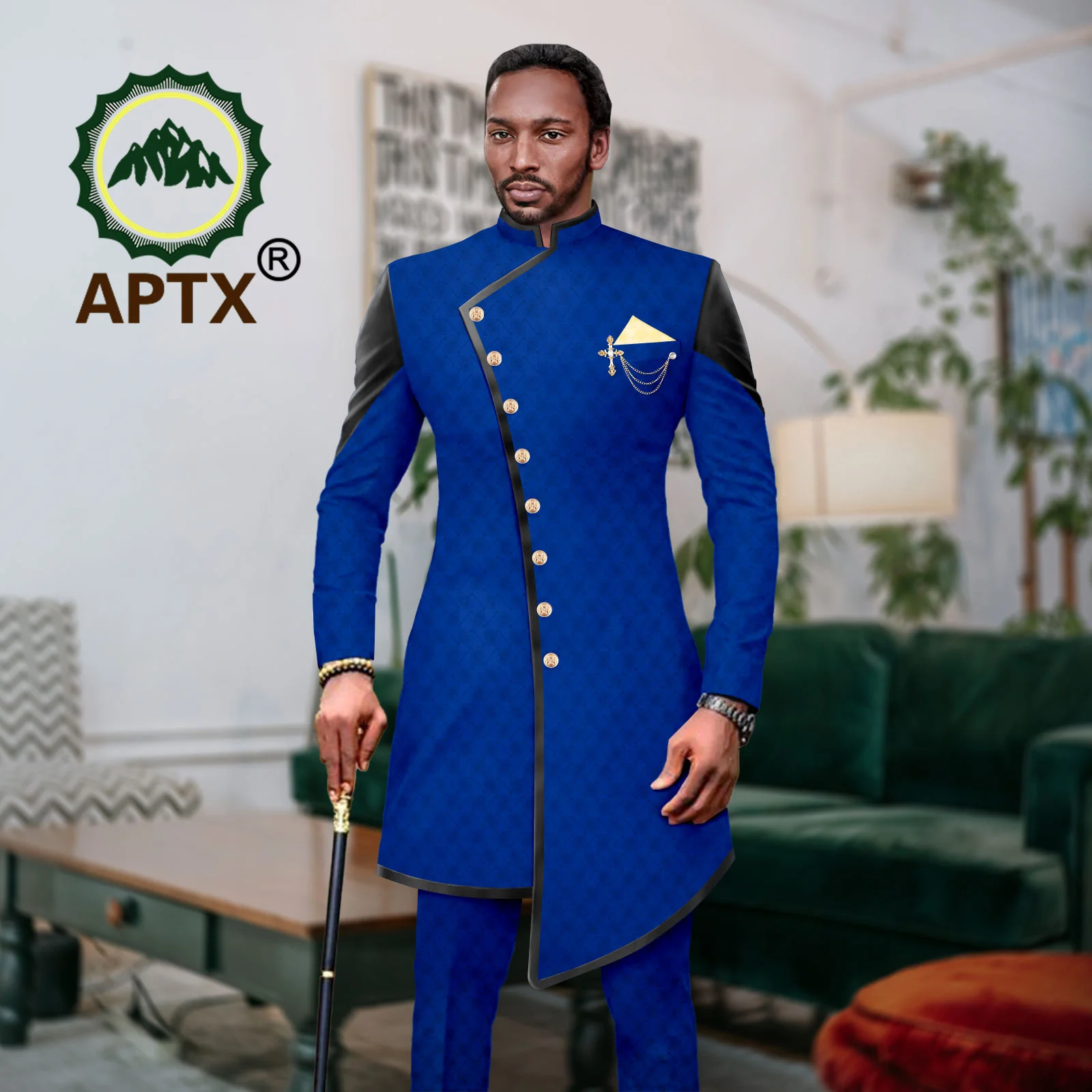 African Suit for Men Traditional Wedding Bazin Riche Attire Custom Business Attire Fashion Jacket Coat Pants Set Party  2416080