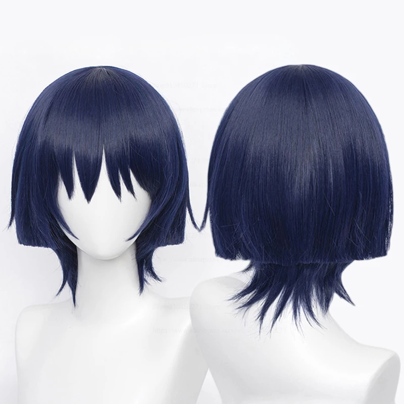 Genshin Impact Cosplay Wigs Scaramouche Kunikuzushi Blue Purple Black Heat Resistant Synthetic Hair Anime Cosplay Wig + Wig Cap