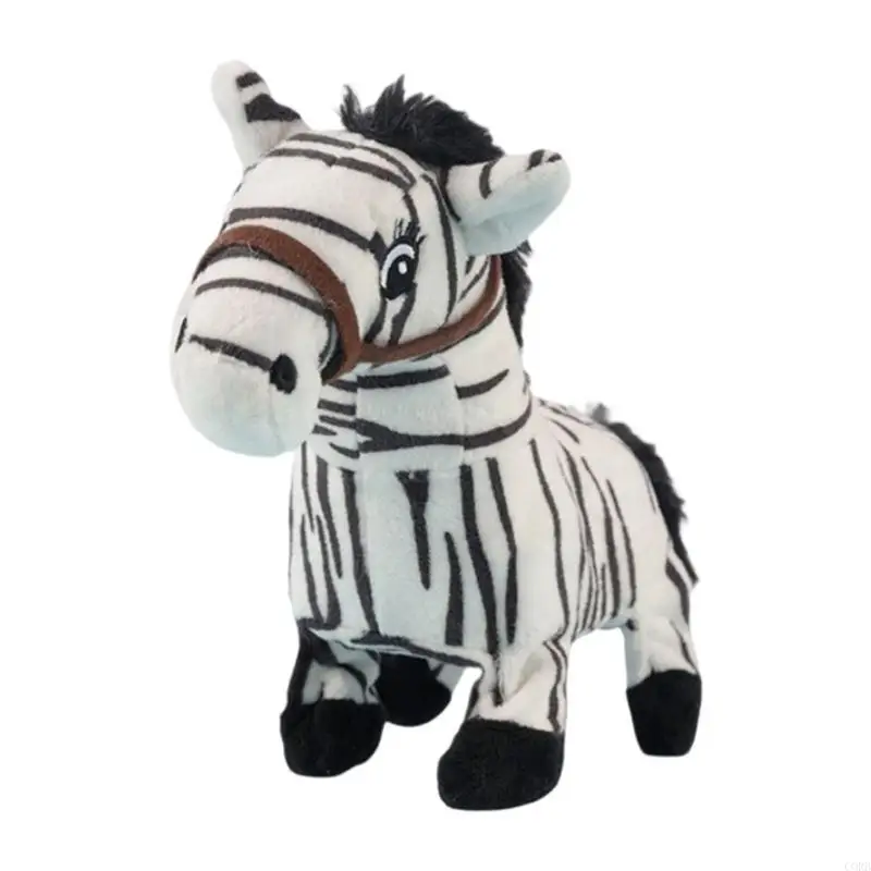 CORB Fun Animatronic Black Footed Horse Soft Toy Simulation Electric Horse Plush Toy Walks And Makes Sounds For Kids