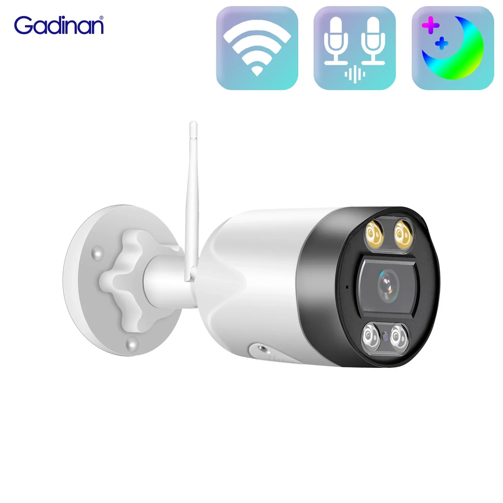 Gadinan WiFi Two Way Audio Security Surveillance 5MP Outdoor IP Camera IR-Cut Full Color Night Vision CCTV Camera Motion Detecti