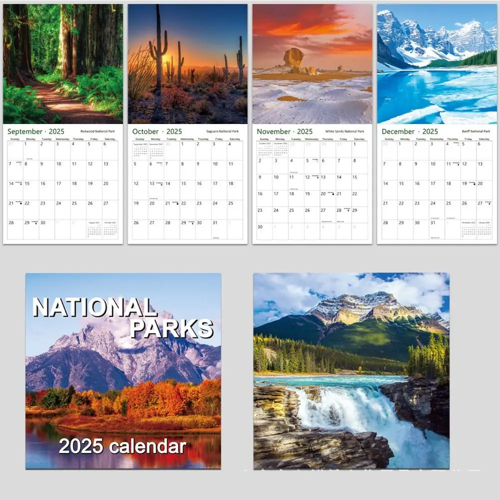 Beautiful Scenic Photos 2025 National Parks Calendar Thick Paper Monthly Wall Calendar To Do List Office Ornaments