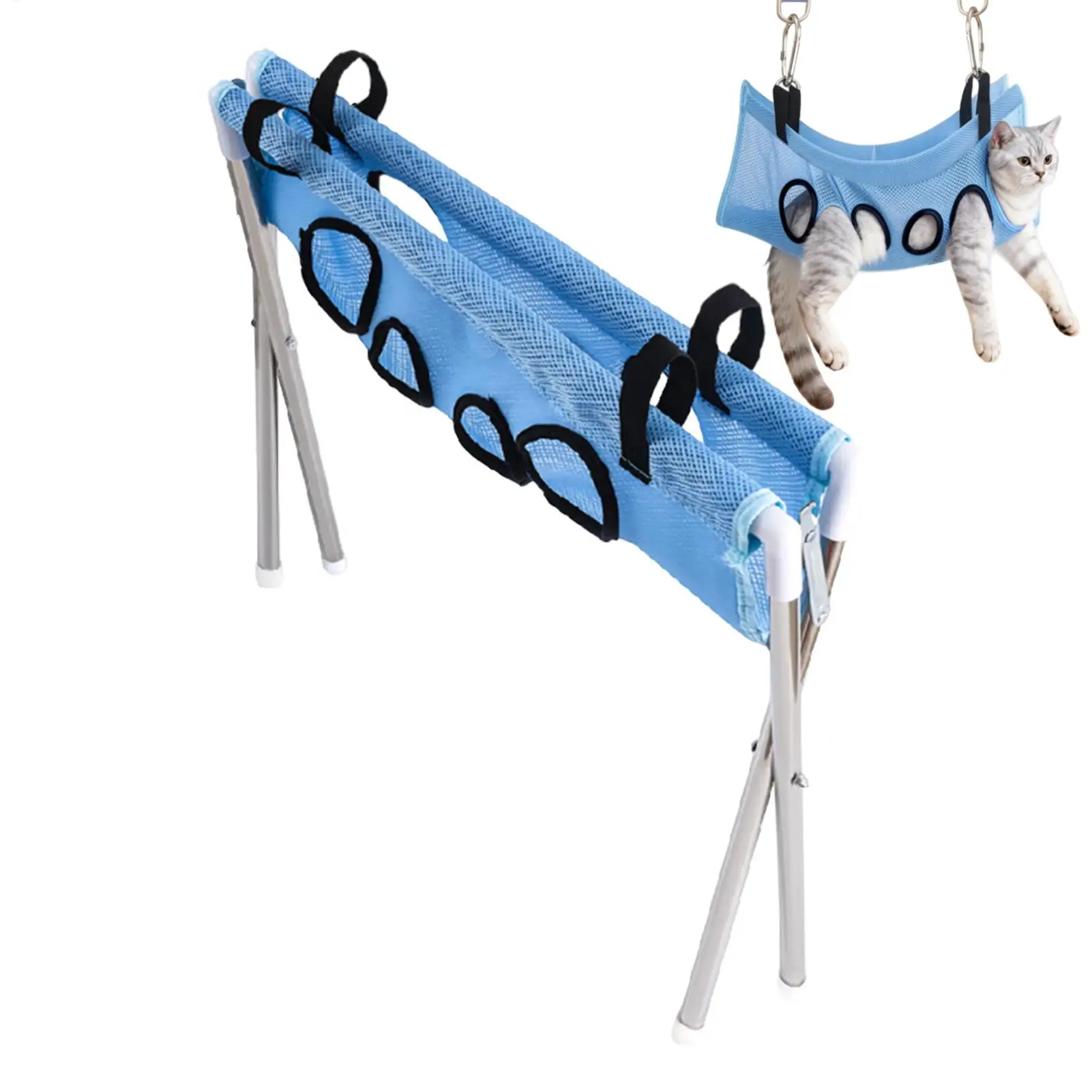 Pet Grooming Hammock 8-Hole Design Anti-Escaping Cats Sling Kitten Grooming Hanger for Cats Dogs Kitten Puppy Small Medium Large view 2