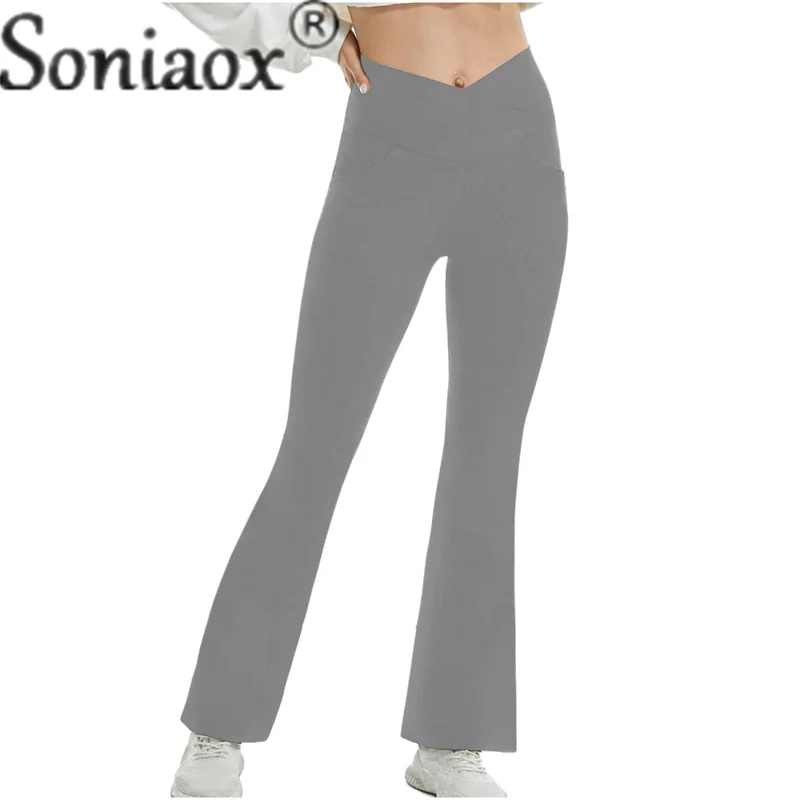Wide Leg High Waist Yoga Pants Female New Summer Fitness Casual Solid Color Women's Clothing Comfortable Pocket Stretch Trousers