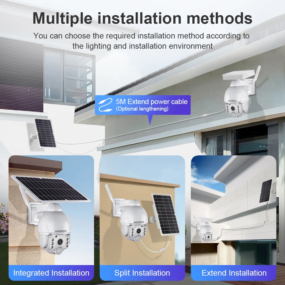 INQMEGA Solar Camera 4MP WIFI Wireless Security Detachable Solar Cam CCTV Video Surveillance Smart Monitor