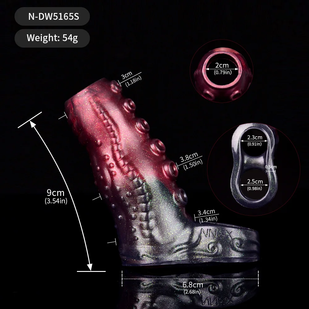Large, Medium and Small Men's Silicone Wolf Tooth Cover, Penis Cover, Bold Octopus Penis Cover, Sex Toys. - view 6