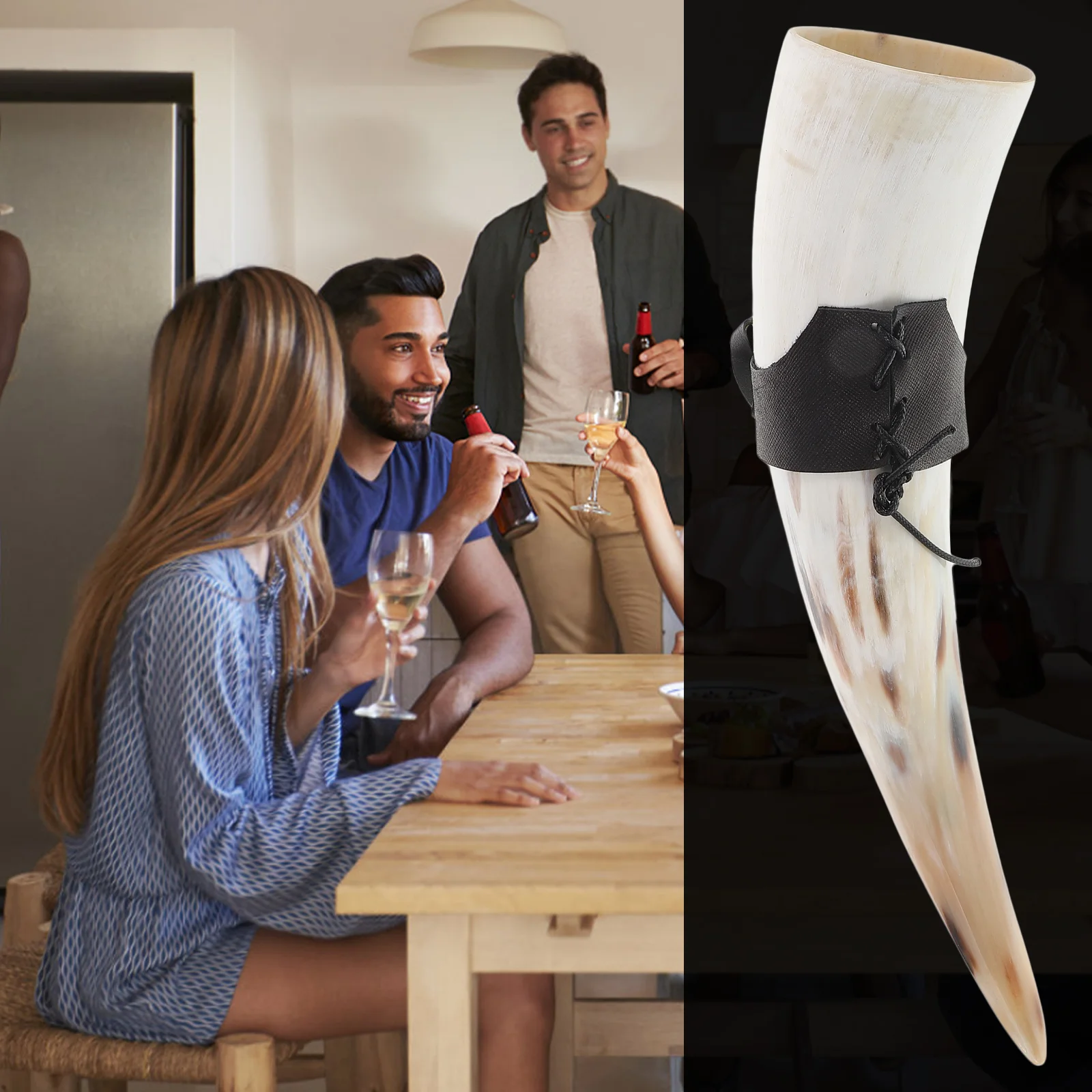 Zestaw kubków z rogiem Kubek wikingów Rogi do picia naczyń Zwierzęta Ręcznie robione do dekoracji kawy