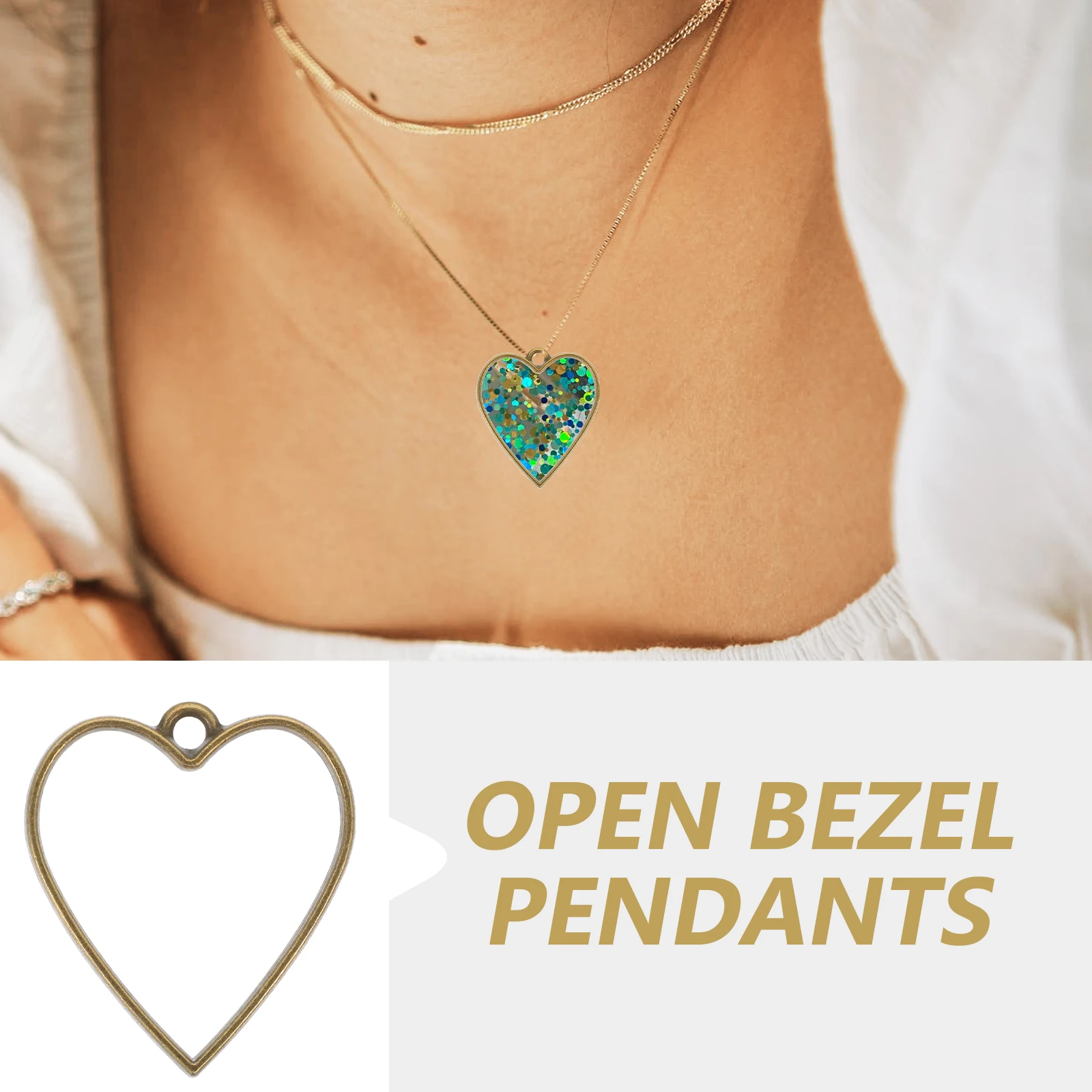 

50 Pcs Bezels Resin Border Pendant Jewellery Making Pendants Heart-shaped Jewelry for