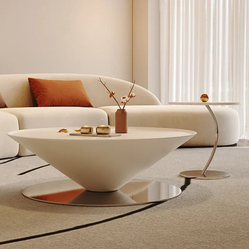 

Modern Design Coffee Table Luxury Legs Metal Minimalist Round Coffee Table Books White Mesa Auxiliar Salon Living Room Furniture