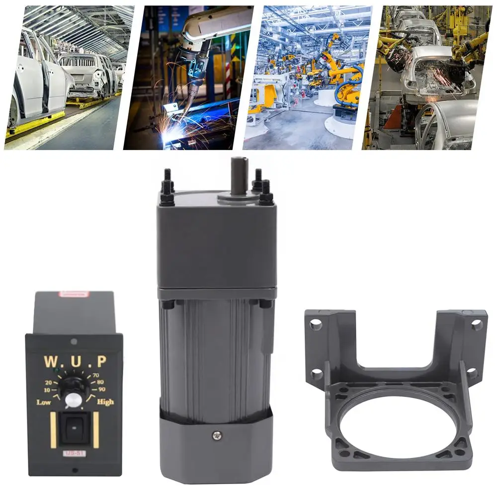 110V 90W Gear Motor Speed Reducer Set with Speed Regulator and Bracket Electric Adjustable Motor Office Power Torque Technology