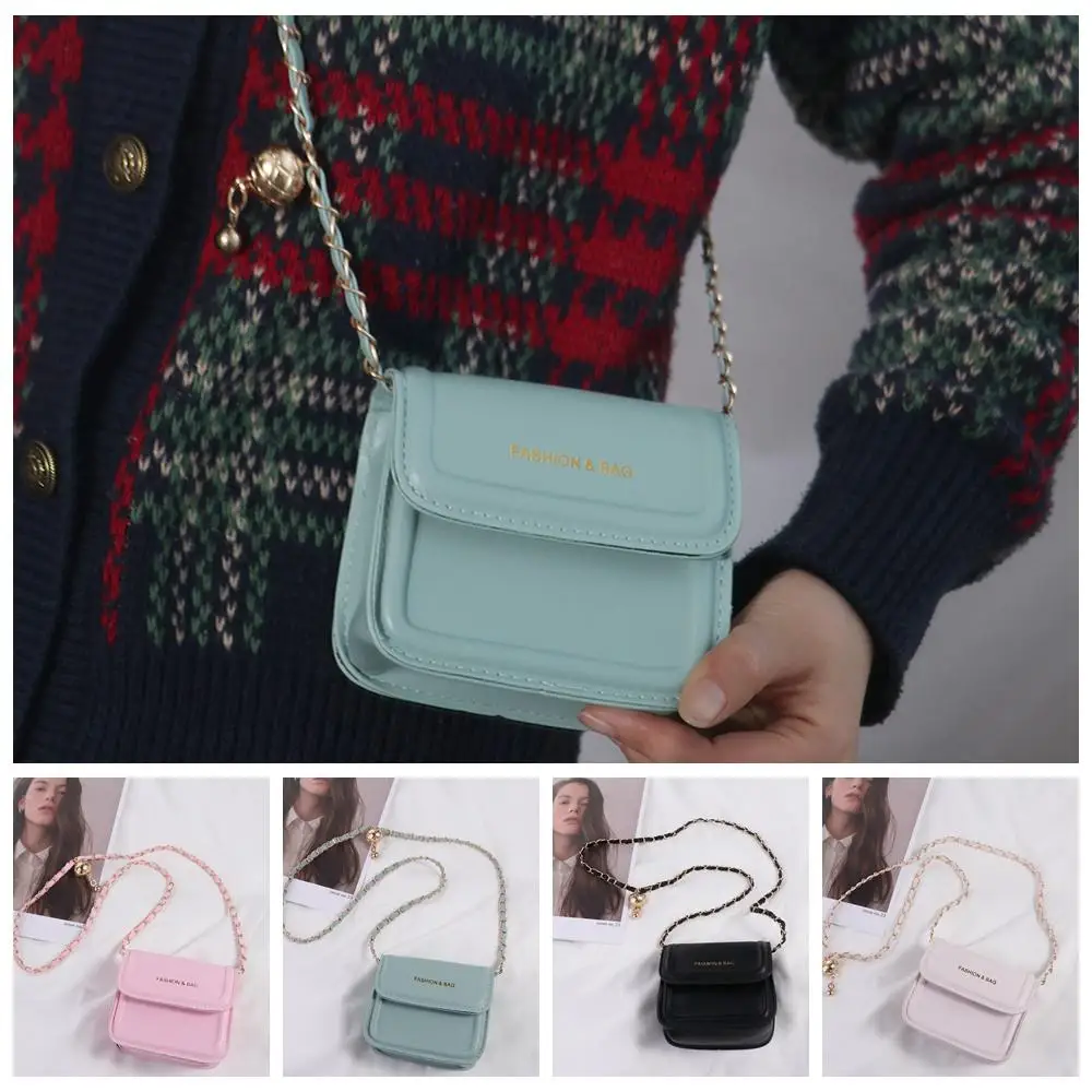 

Women Letter Mini Crossbody Shoulder Bag Korean Fashion PU Leather Chain Saddle Bag Large Capacity Flap Messenger Bag