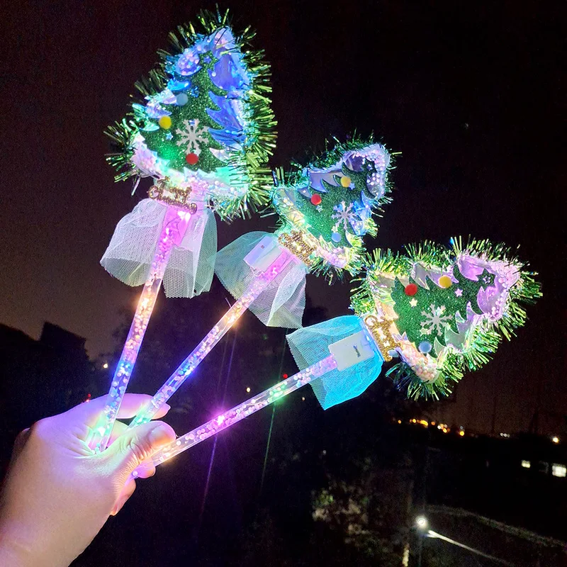 New Children Gold Wire Christmas Tree Light-up Magic Wand LED Flash Party Props Holiday Christmas Toys Creative Luminous Toys