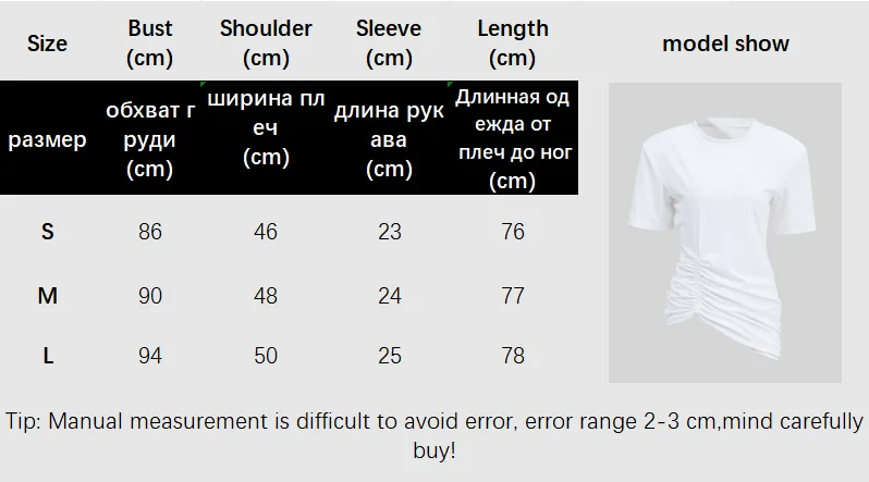 Lässiges, schickes, weißes, plissiertes Design-Top für Damen, trendiges, kurzärmliges, unregelmäßiges T-Shirt mit Rundhalsausschnitt, für den täglichen Pendelverkehr, Street-Outfit, neu – Detail 2